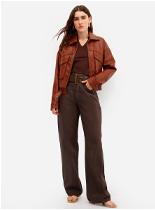 Calça wide leg feminina marrom