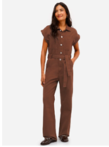 Macacão feminino de sarja marrom